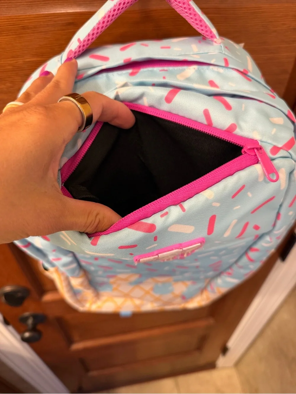 New W/ Tags Baseball 101 Cotton Candy Sprinkle Ice Cream Backpack - Blue & Pink